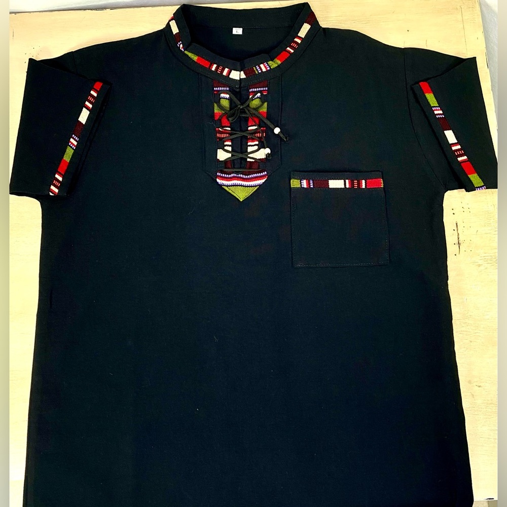 Camisa Tipica Guatemala Guatemalteca Color Negro Taya L Indigenous Shirt Size L